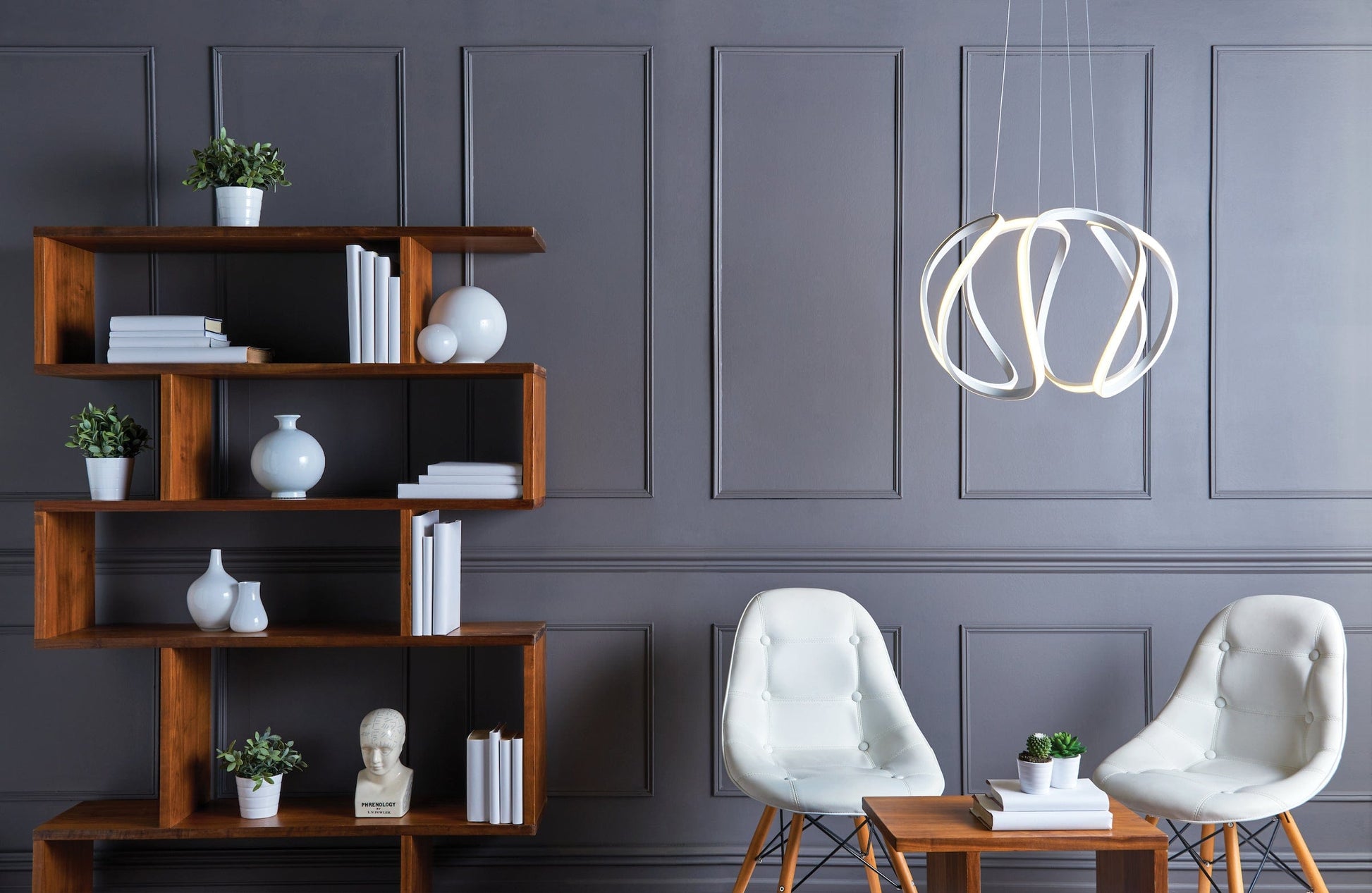 dar lighting Alonsa Pendant Small White LED ALO012