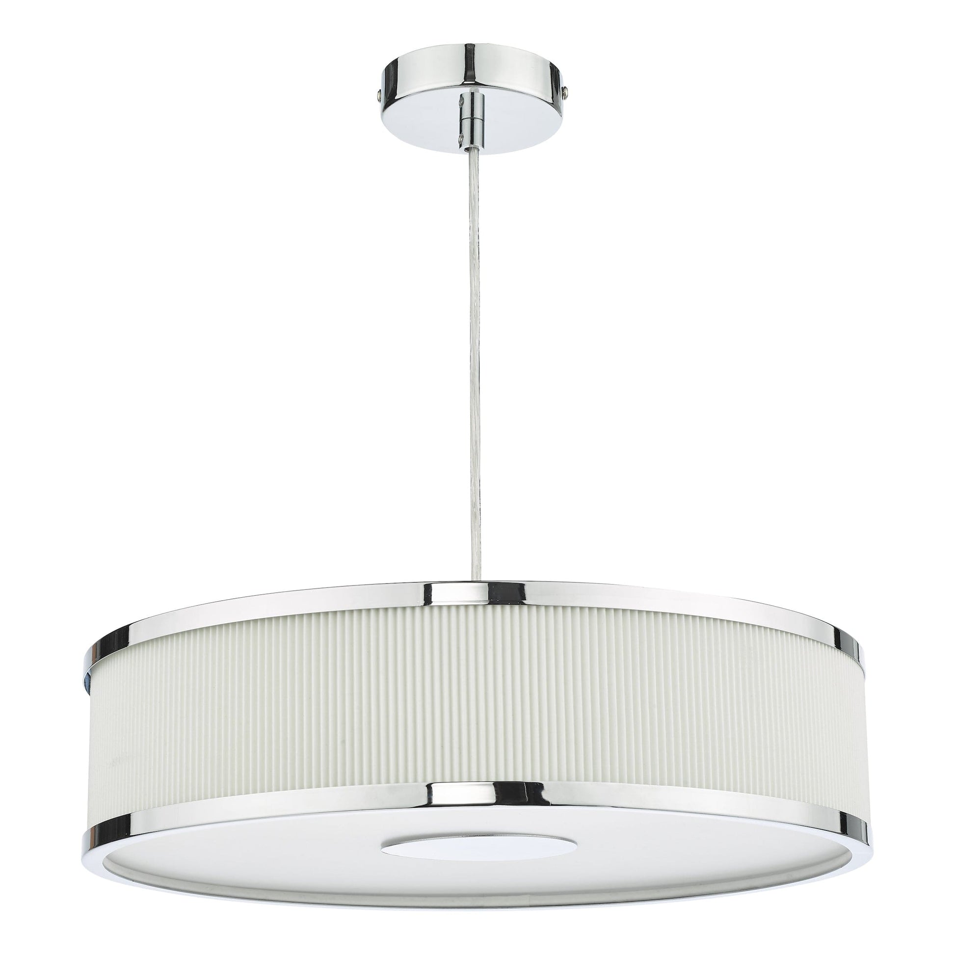 dar lighting Alvaro 3 Light Single Pendant Polished Chrome Ivory ALV1033