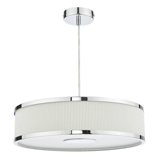 dar lighting Alvaro 3 Light Single Pendant Polished Chrome Ivory ALV1033