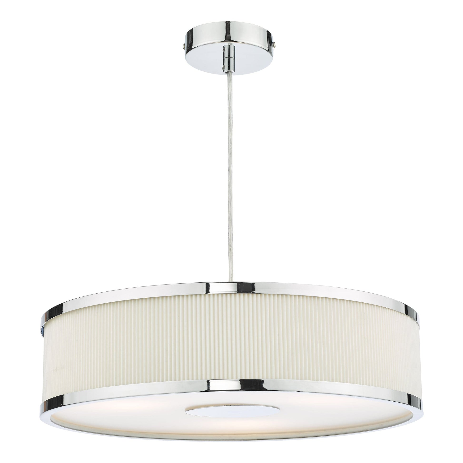dar lighting Alvaro 3 Light Single Pendant Polished Chrome Ivory ALV1033