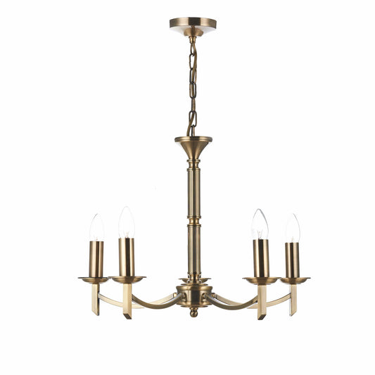 dar lighting Ambassador 5 Light Dual Mount Pendant Antique Brass AMB0575