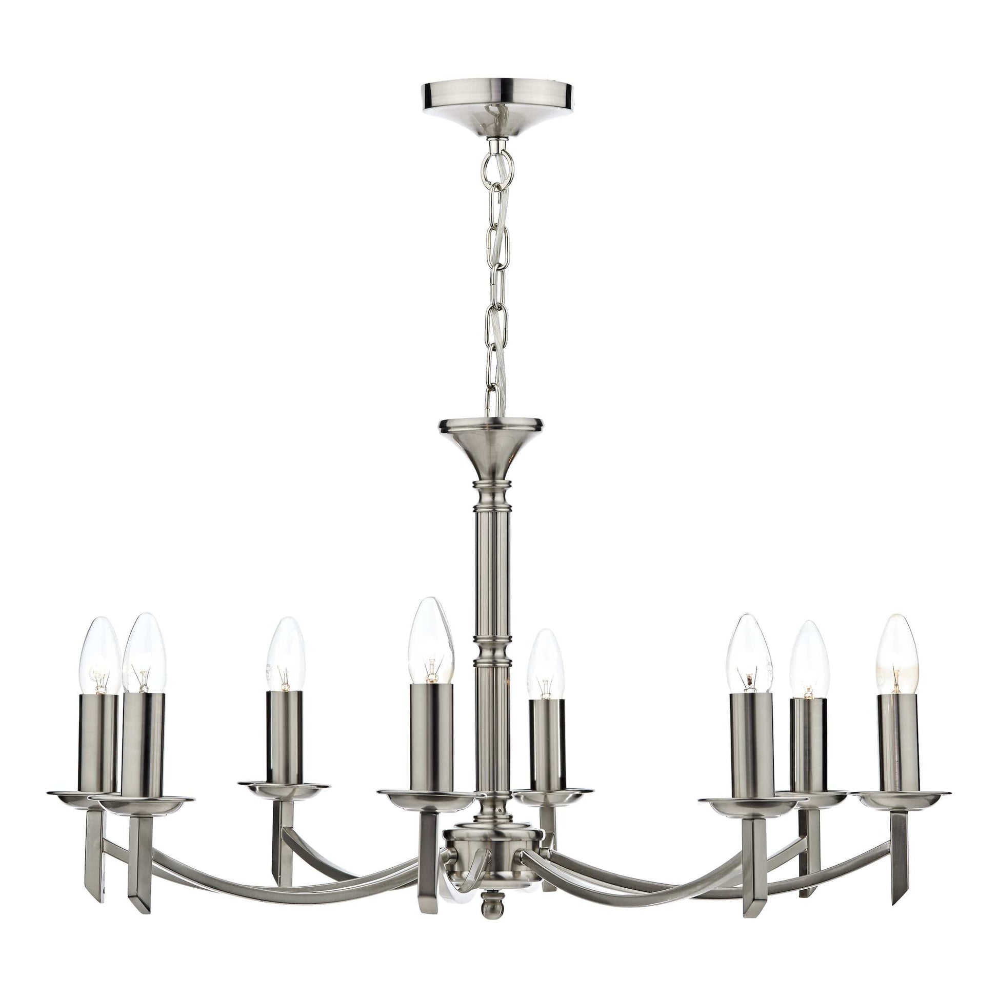 dar lighting Ambassador 8 Light Dual Mount Chandelier Satin Chrome AMB0846