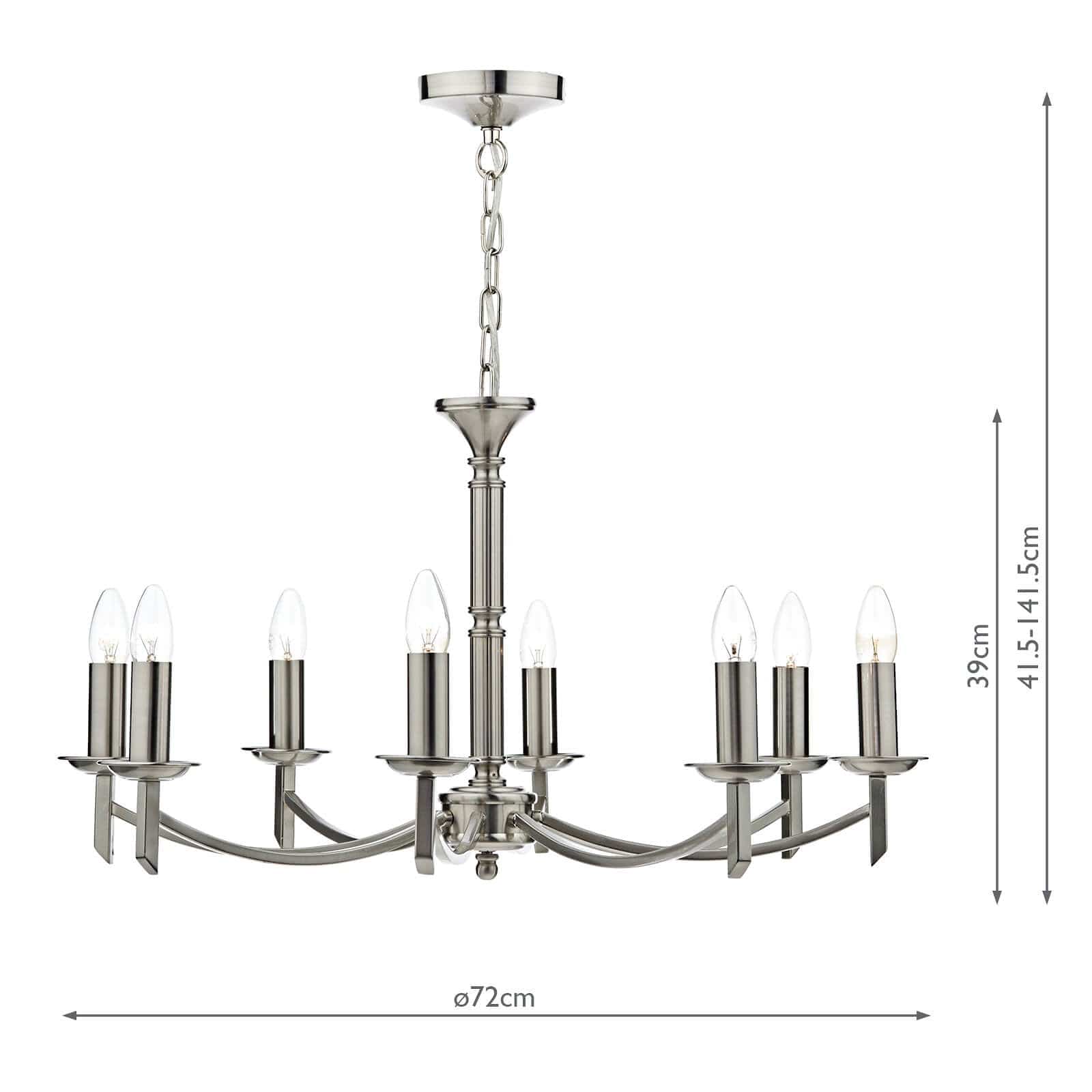 dar lighting Ambassador 8 Light Dual Mount Chandelier Satin Chrome AMB0846