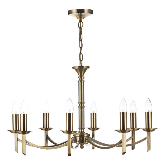 dar lighting Ambassador 8 Light Dual Mount Pendant Antique Brass AMB0875
