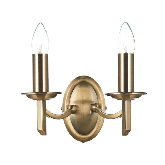 dar lighting Ambassador Double Wall Bracket Antique Brass AMB0975