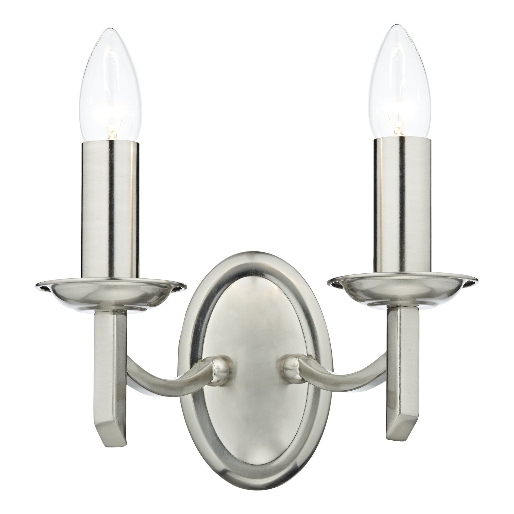 dar lighting Ambassador Double Wall Bracket Satin Chrome AMB0946