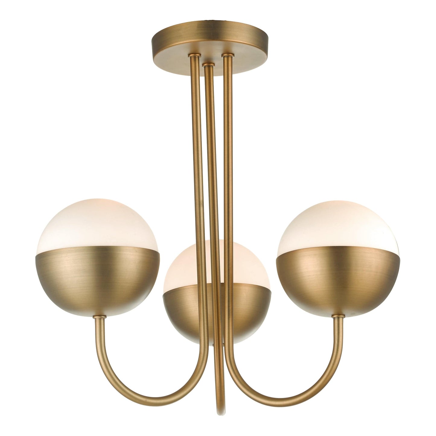 dar lighting Andre 3 Light Semi Flush Aged Brass Opal Glass AND0342