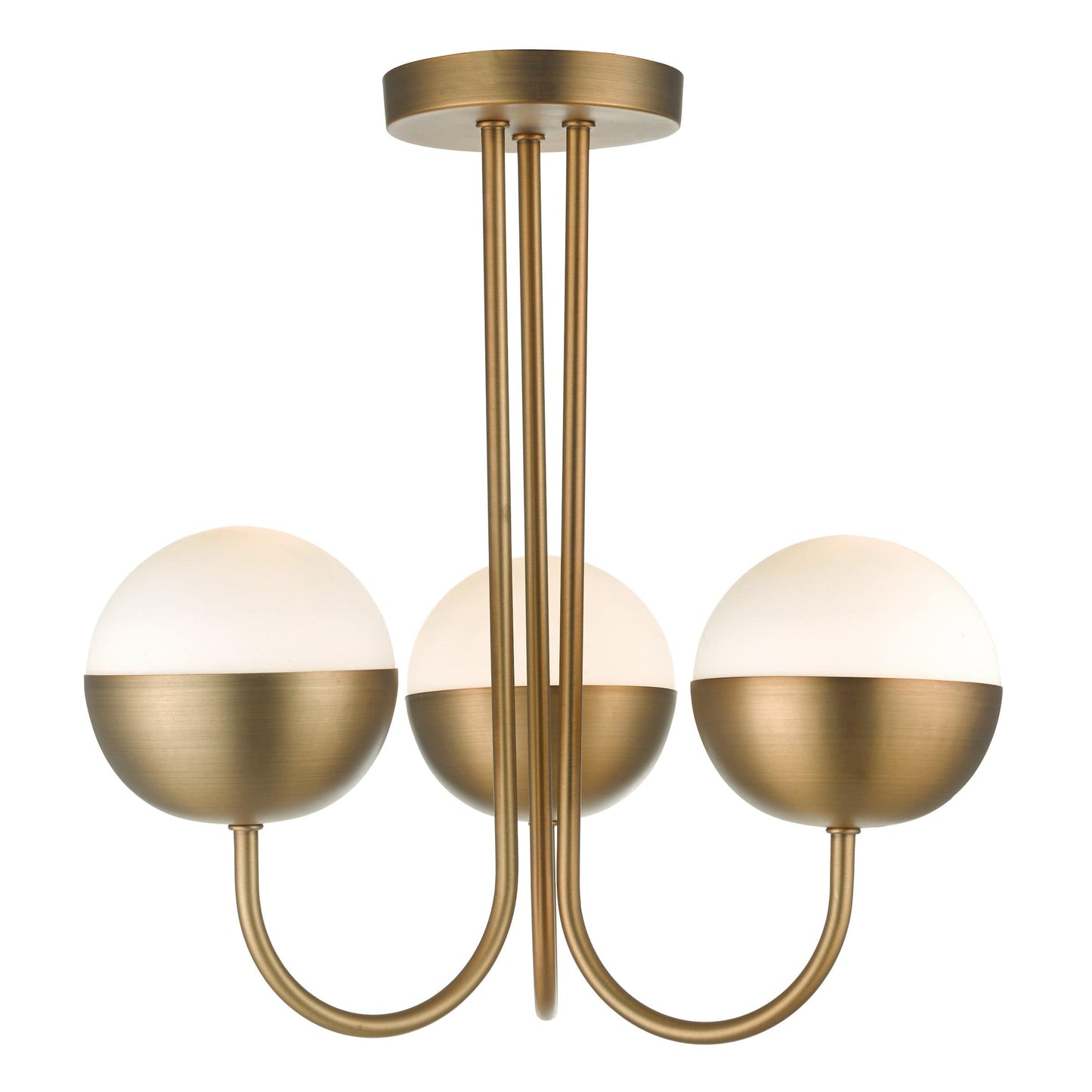 dar lighting Andre 3 Light Semi Flush Aged Brass Opal Glass AND0342