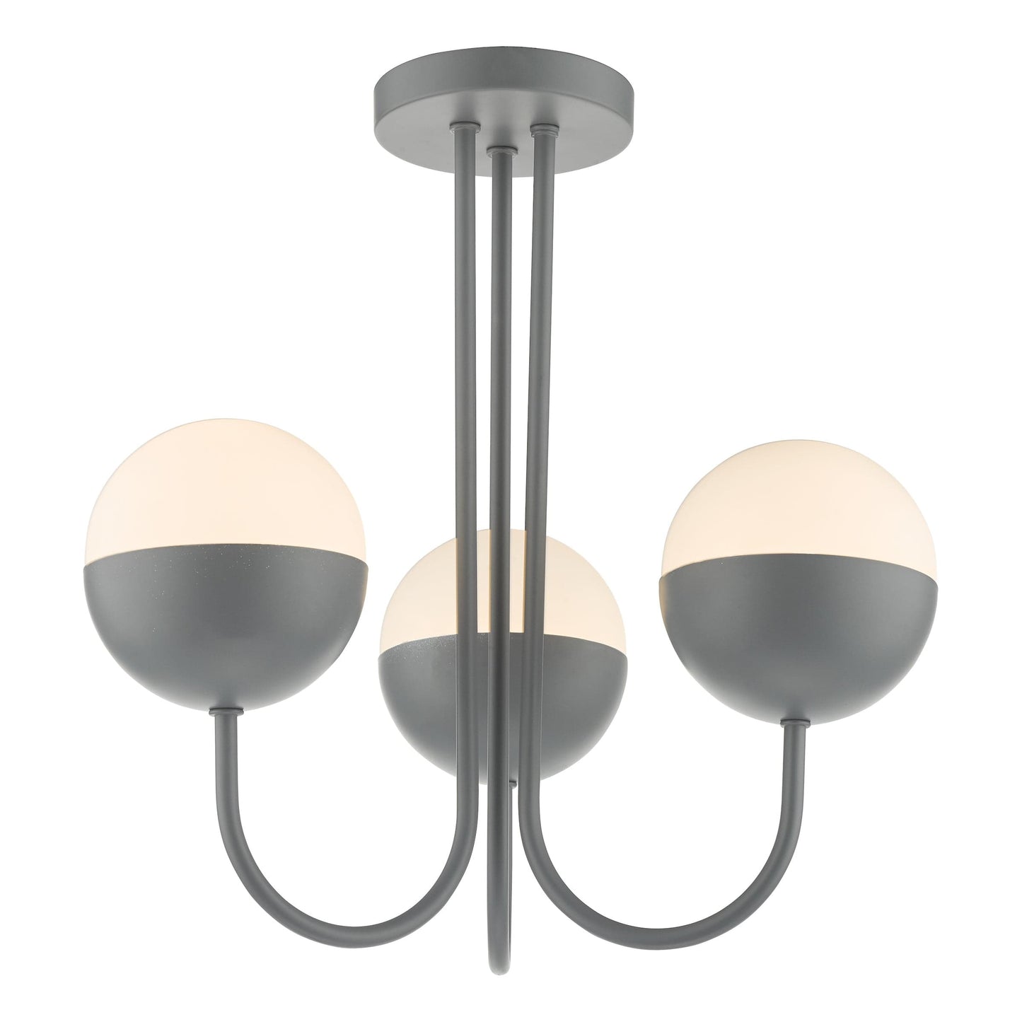 dar lighting Andre 3 Light Semi Flush Grey Opal Glass AND0339