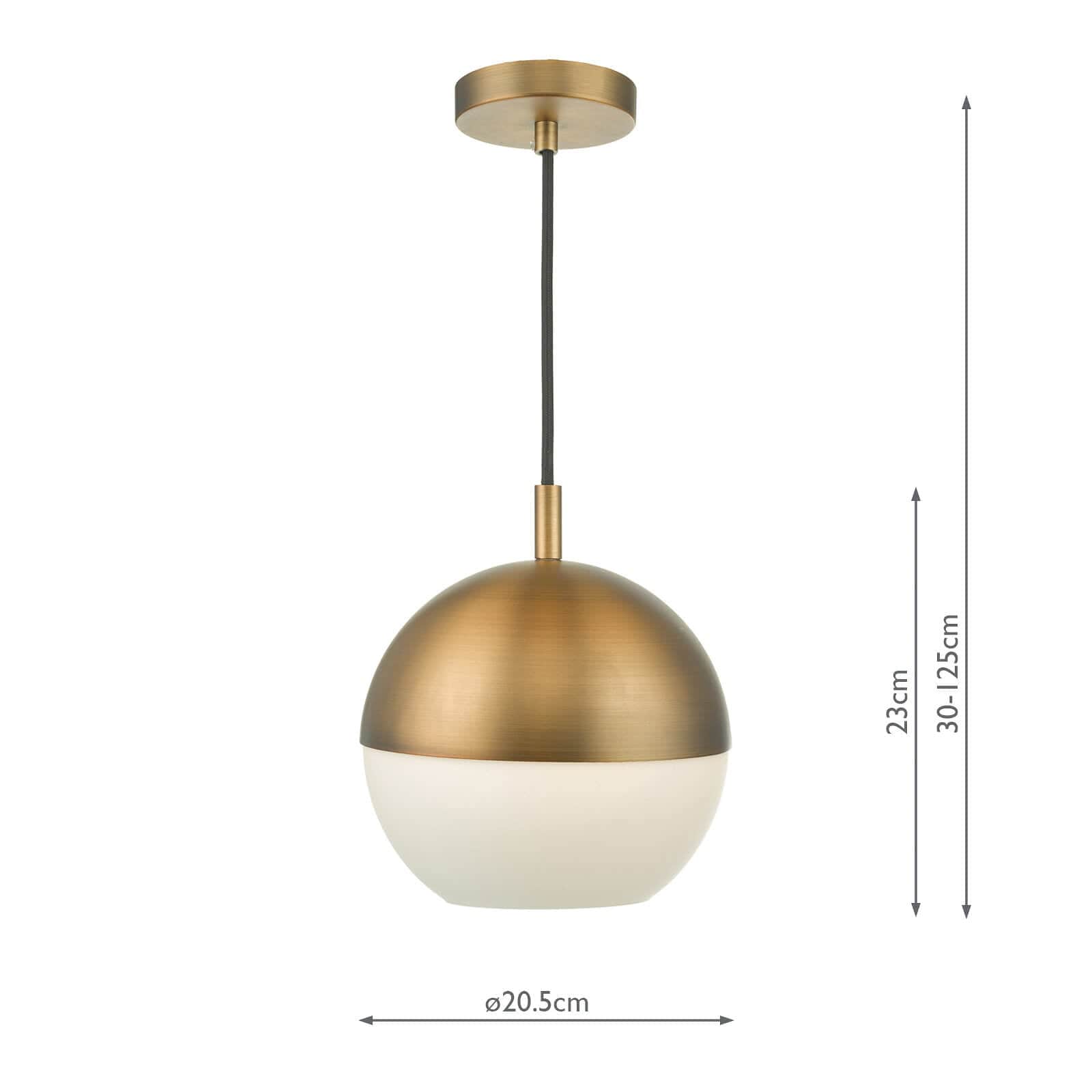 dar lighting Andre Pendant Aged Brass Opal Glass AND0142