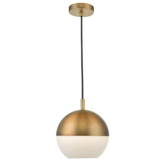 dar lighting Andre Pendant Aged Brass Opal Glass AND0142