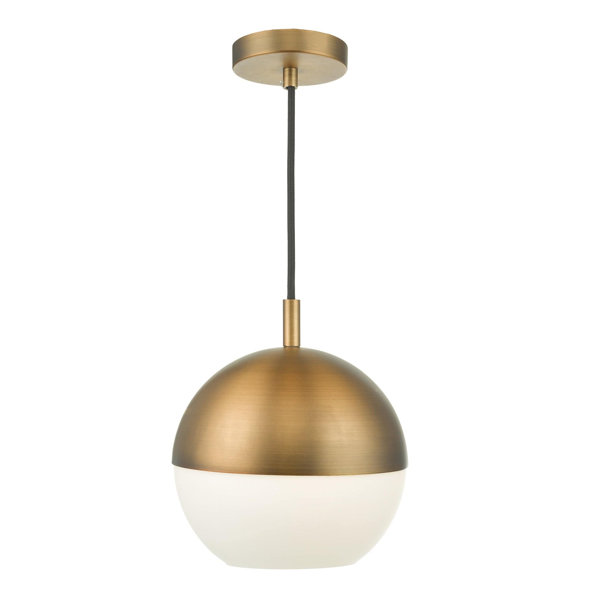 dar lighting Andre Pendant Aged Brass Opal Glass AND0142
