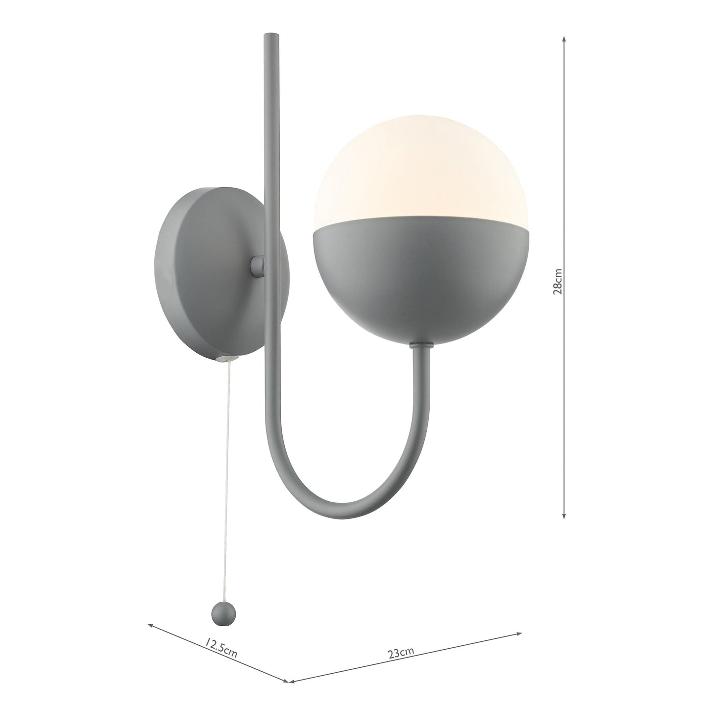 dar lighting Andre Single Wall Light Grey Opal Glass AND0739