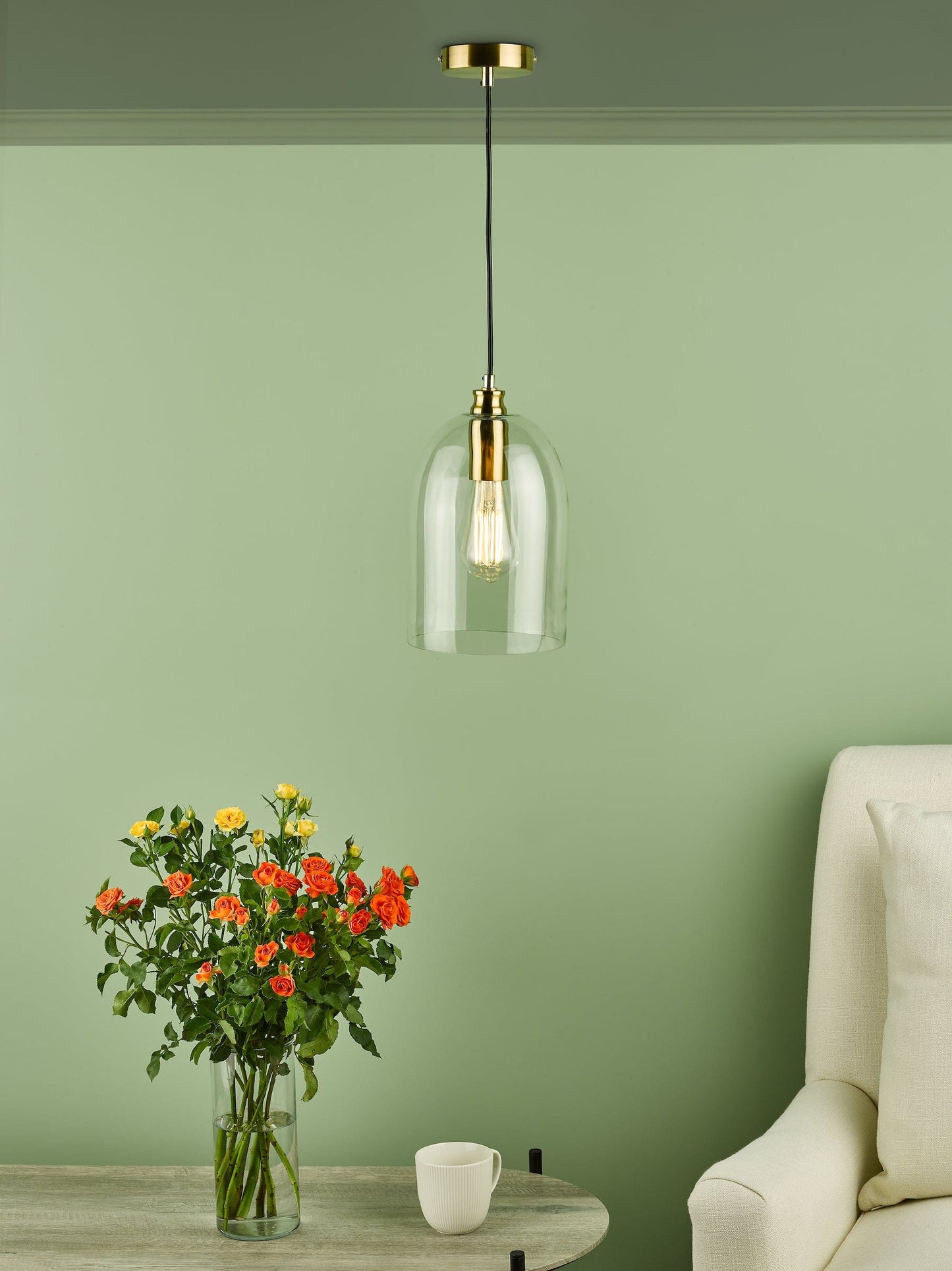 dar lighting Archie Pendant Satin Bronze Glass ARC0163