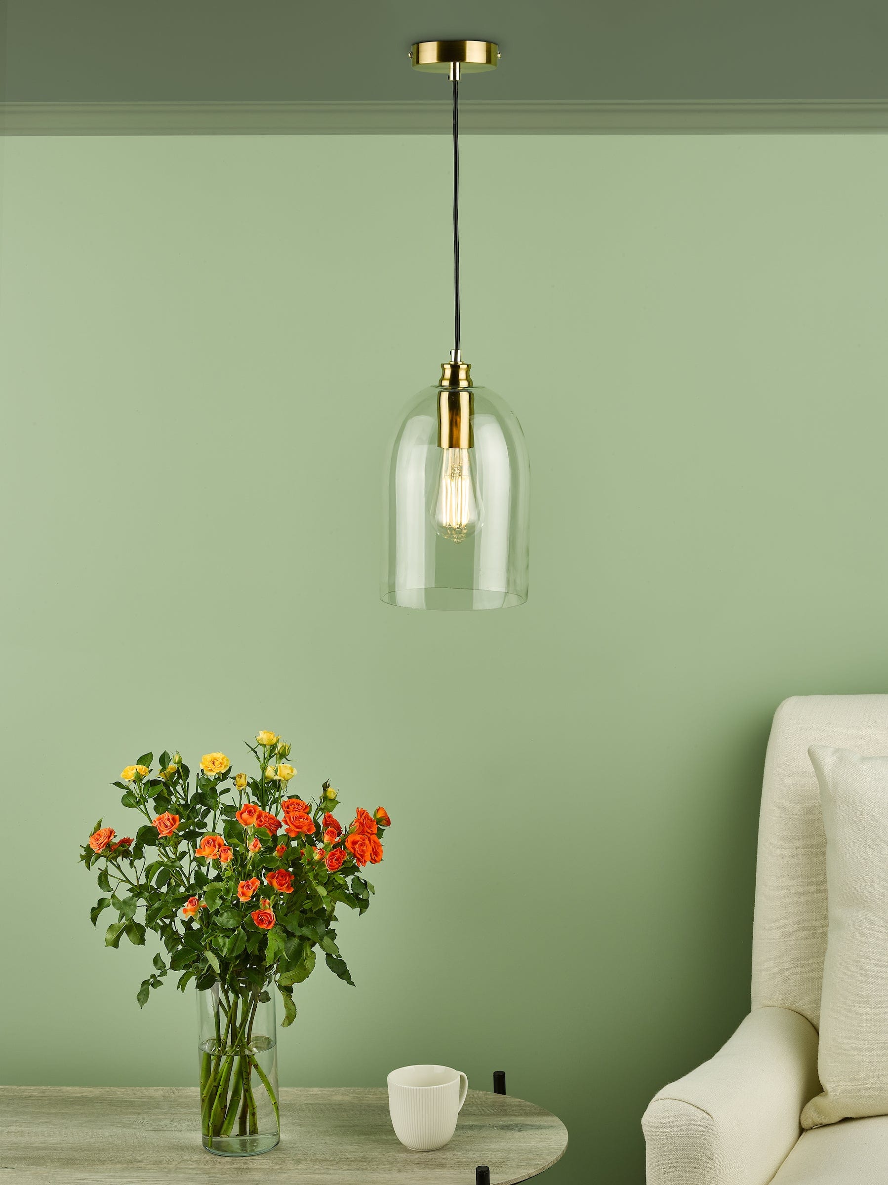 dar lighting Archie Pendant Satin Bronze Glass ARC0163