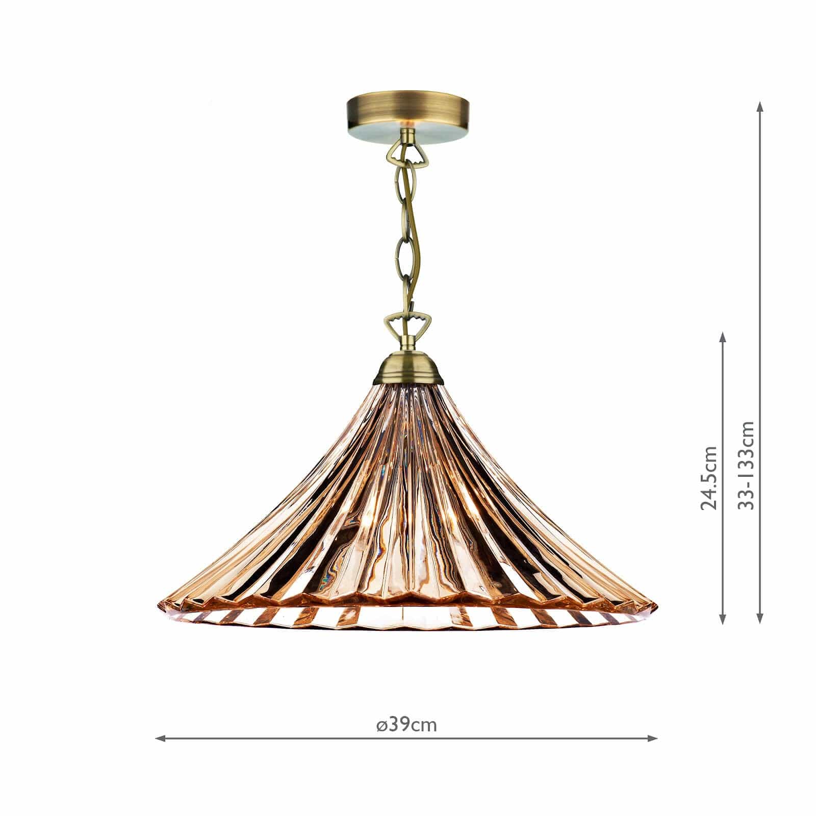dar lighting Ardeche 1 Light Large Pendant Amber Glass & Antique Brass ARD866