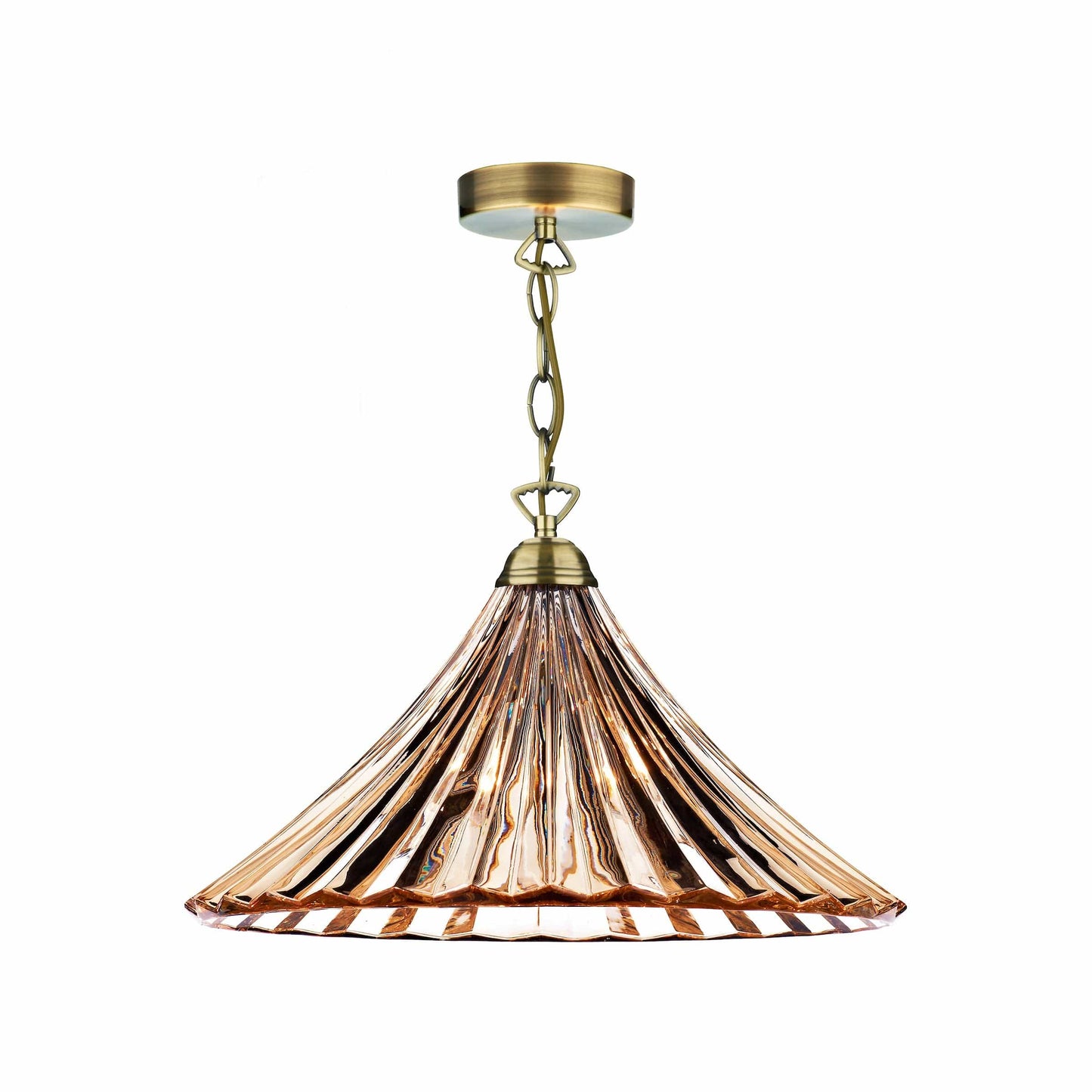 dar lighting Ardeche 1 Light Large Pendant Amber Glass & Antique Brass ARD866