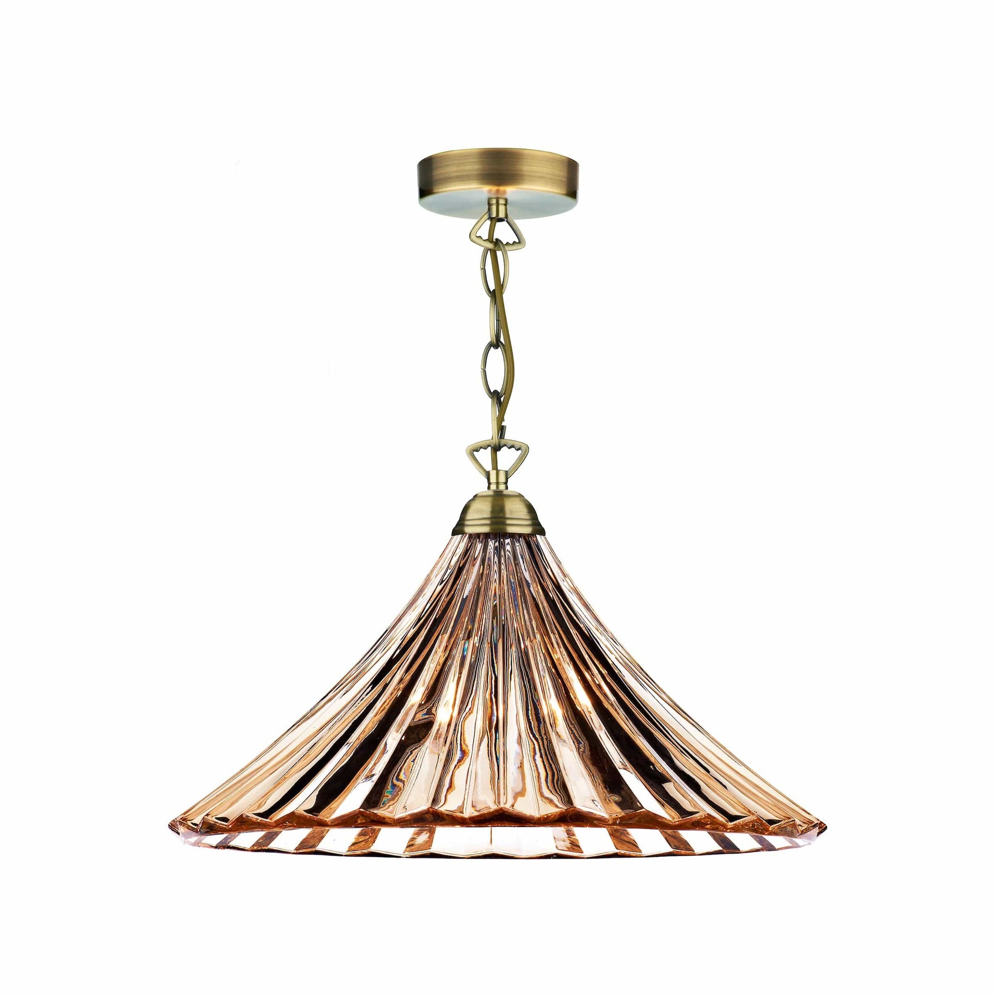 dar lighting Ardeche 1 Light Large Pendant Amber Glass & Antique Brass ARD866