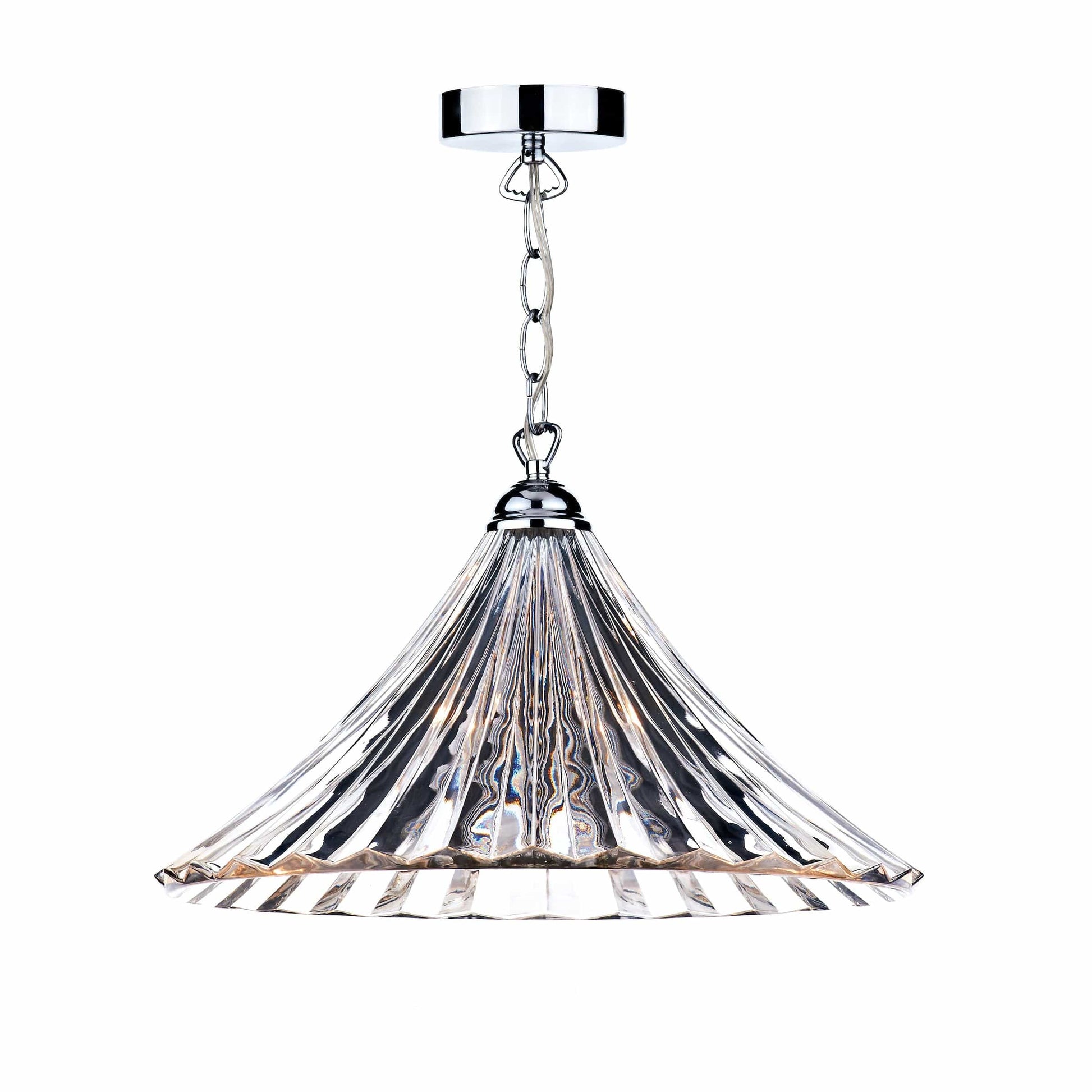 dar lighting Ardeche 1 Light Large Pendant Clear Glass Polished Chrome ARD868