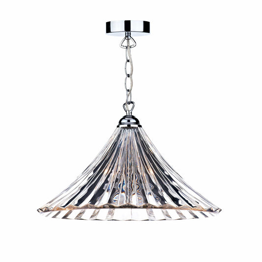 dar lighting Ardeche 1 Light Large Pendant Clear Glass Polished Chrome ARD868