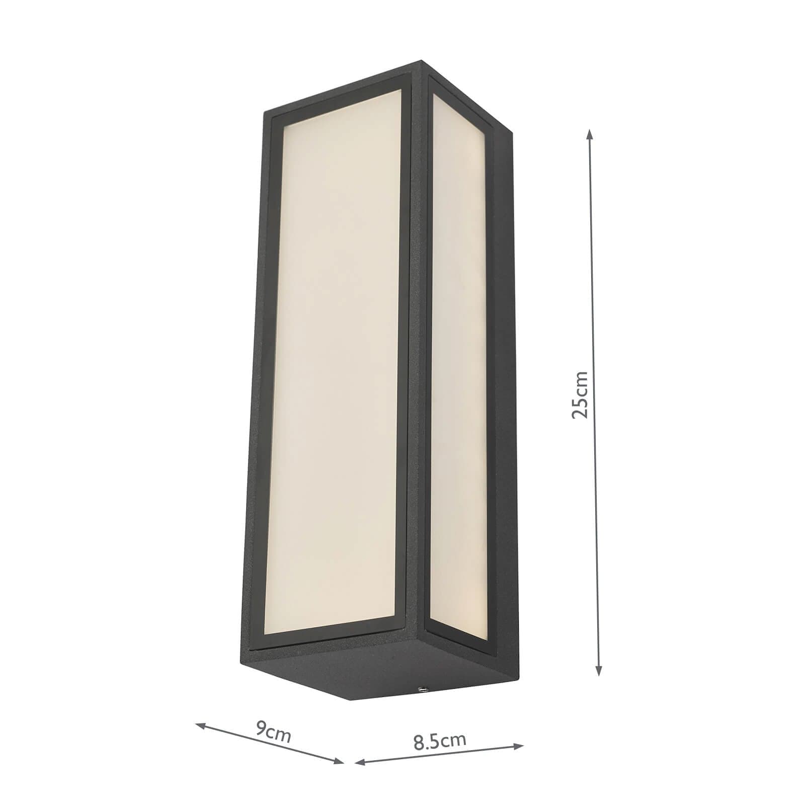 dar lighting Arham Outdoor Wall Light Matt Grey Frosted Glass IP65 LED ARH2139