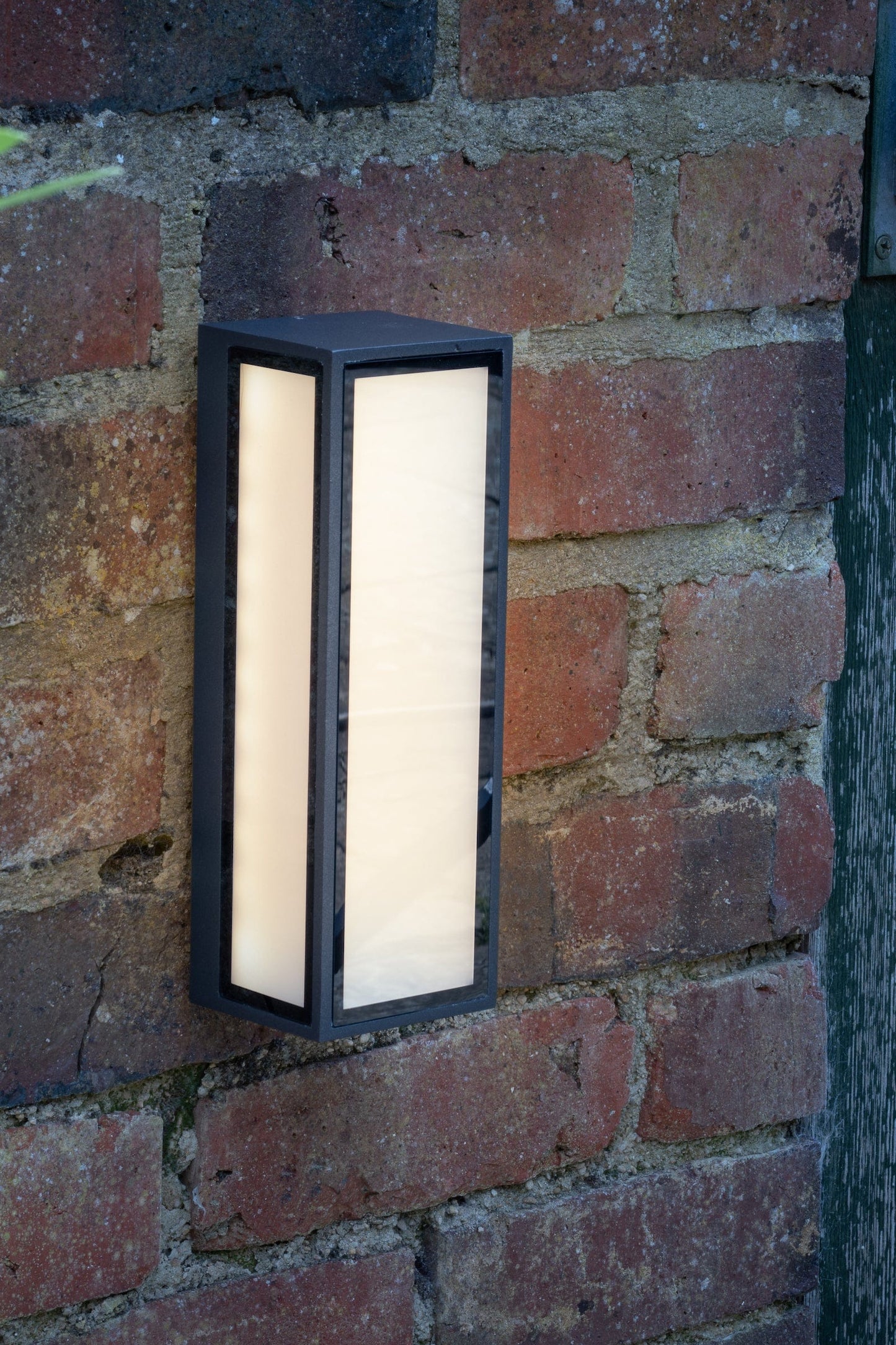 dar lighting Arham Outdoor Wall Light Matt Grey Frosted Glass IP65 LED ARH2139