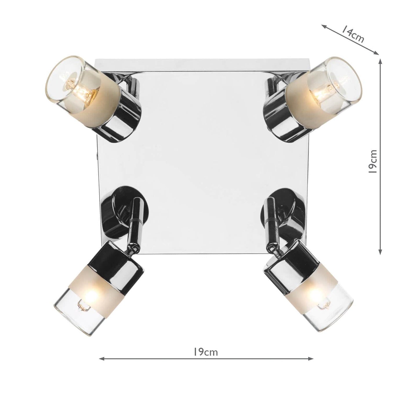 dar lighting Artemis Bathroom 4 Light Spotlight Polished Chrome Glass IP44 ART8550