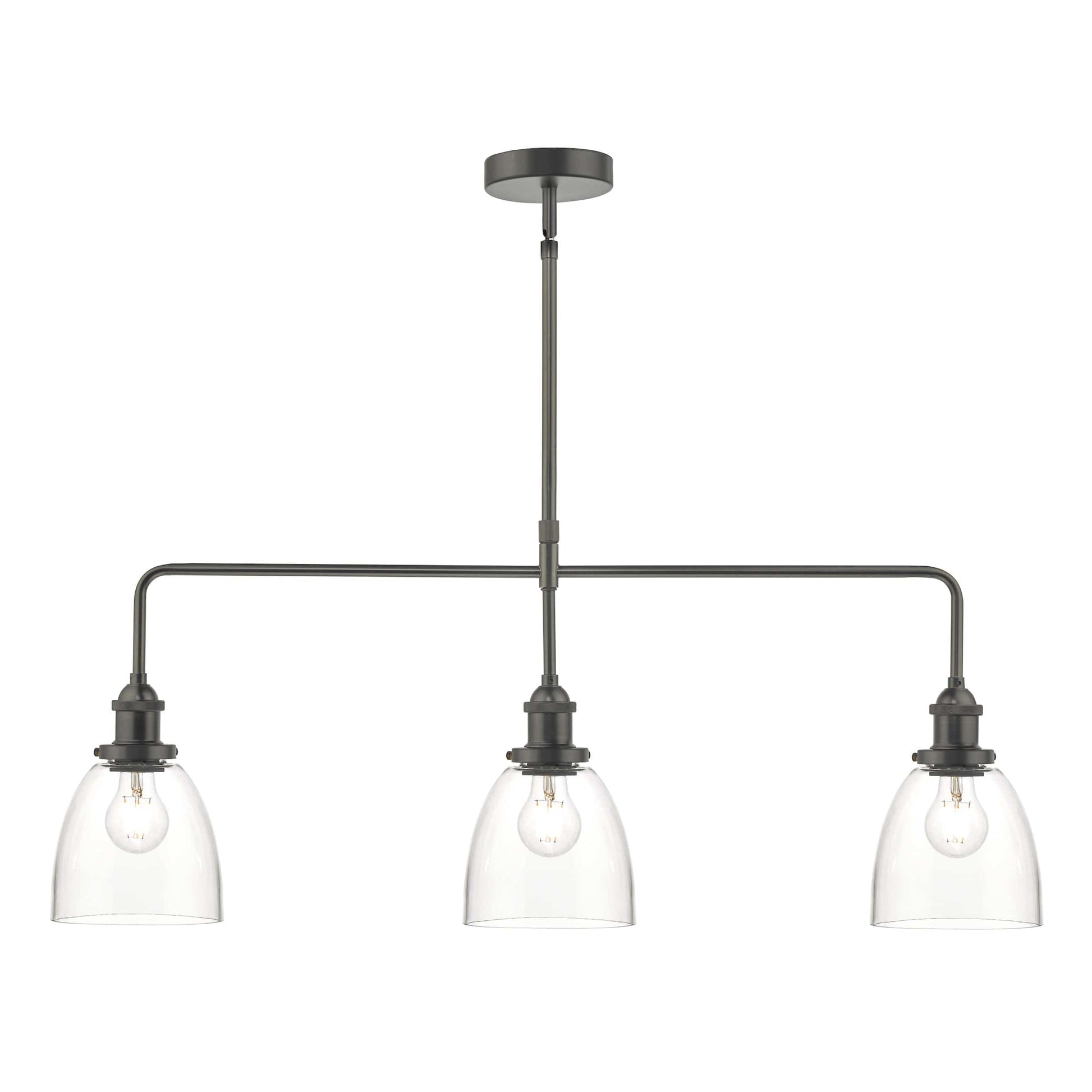 dar lighting Arvin 3 Light Bar Pendant Antique Chrome & Glass ARV0361