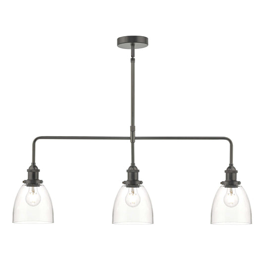 dar lighting Arvin 3 Light Bar Pendant Antique Chrome & Glass ARV0361