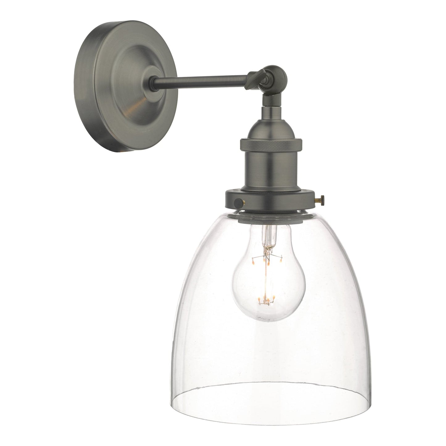 dar lighting Arvin Industrial Wall Light Antique Chrome with Clear Glass Shade ARV0761