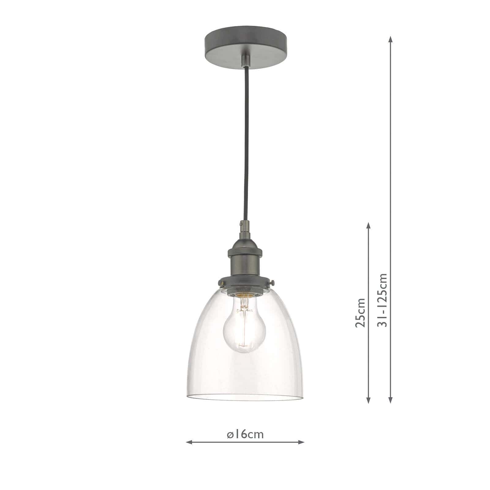 dar lighting Arvin Pendant Antique Chrome & Glass ARV0161