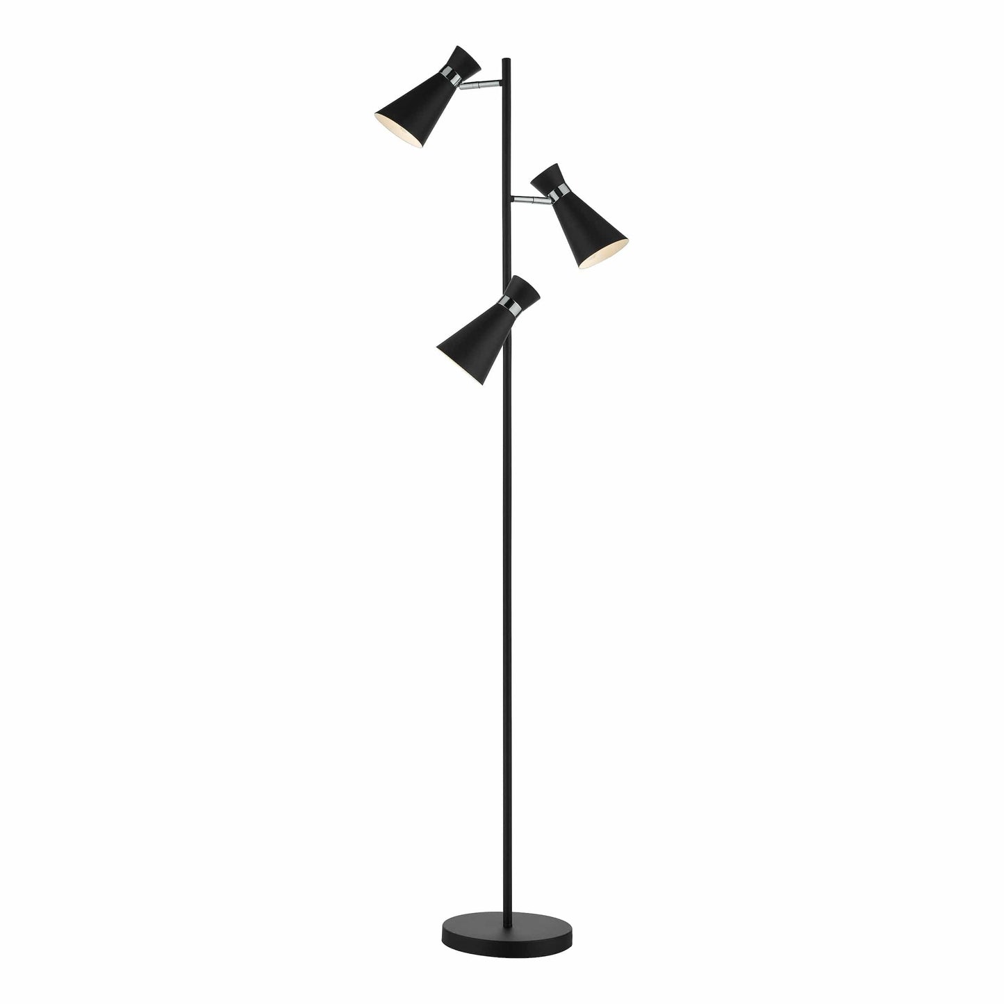dar lighting Ashworth 3 Light Floor Lamp Matt Black & Polished Chrome ASH4922