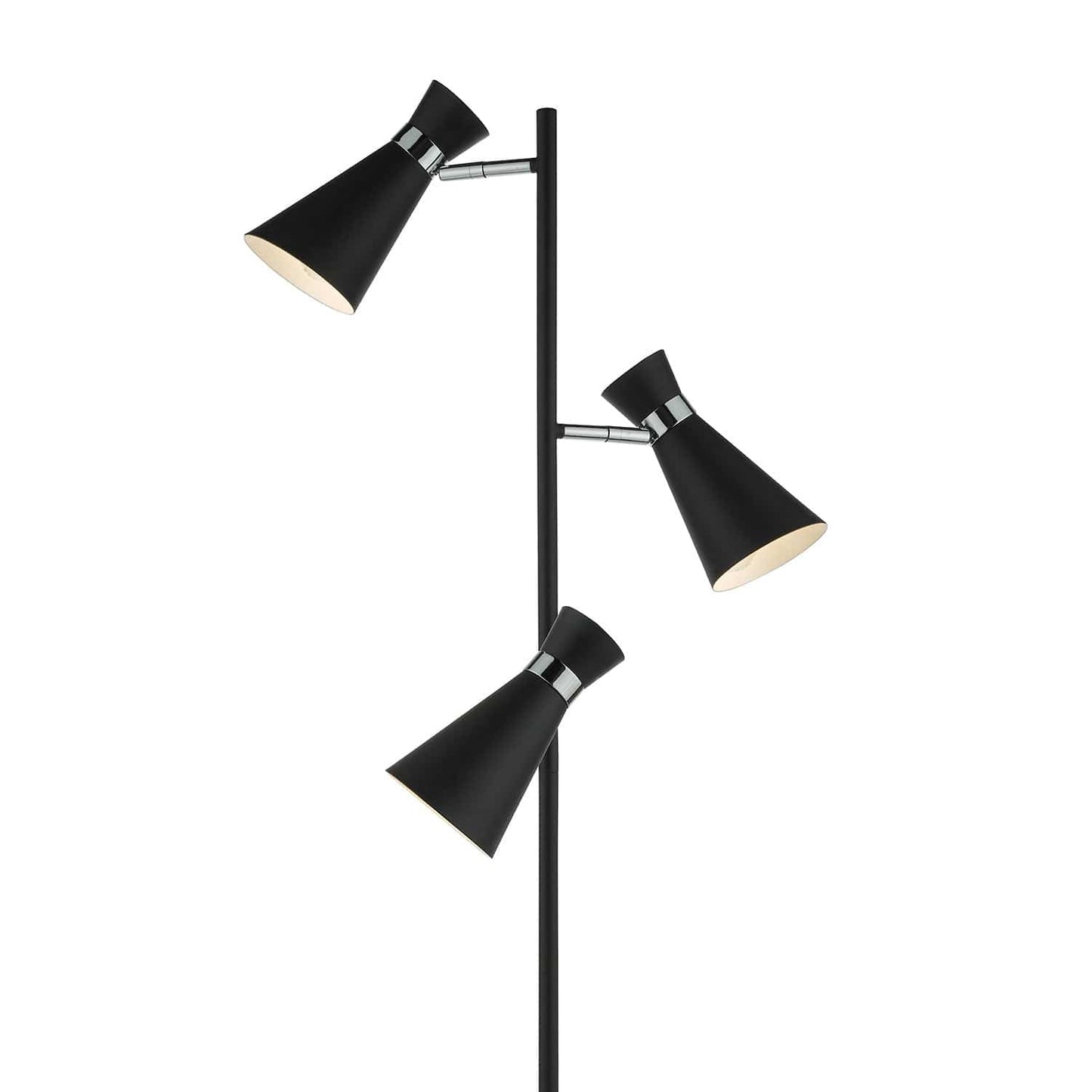 dar lighting Ashworth 3 Light Floor Lamp Matt Black & Polished Chrome ASH4922