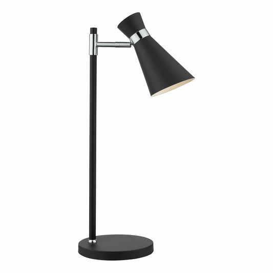 dar lighting Ashworth Table Lamp Matt Black & Polished Chrome ASH4122