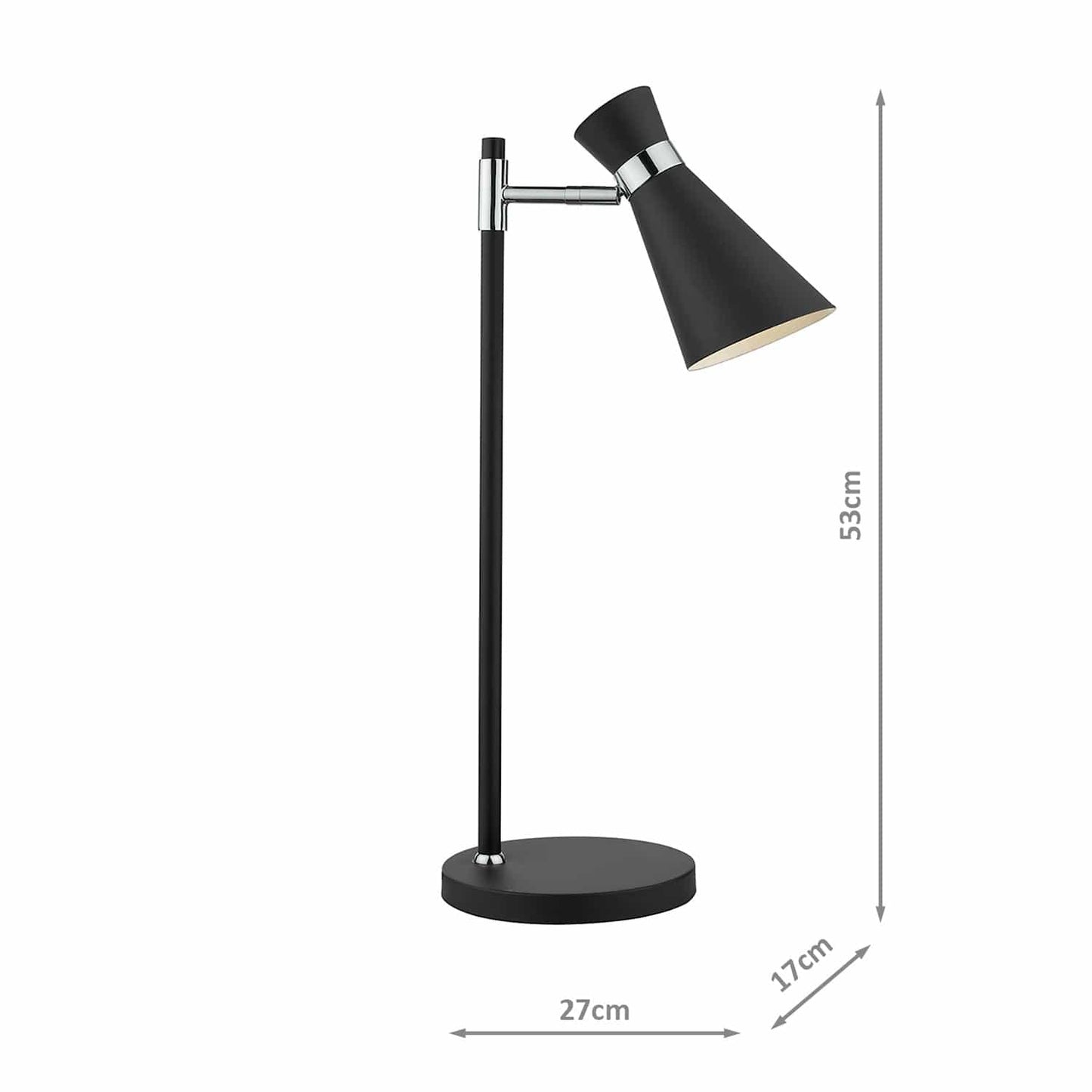 dar lighting Ashworth Table Lamp Matt Black & Polished Chrome ASH4122