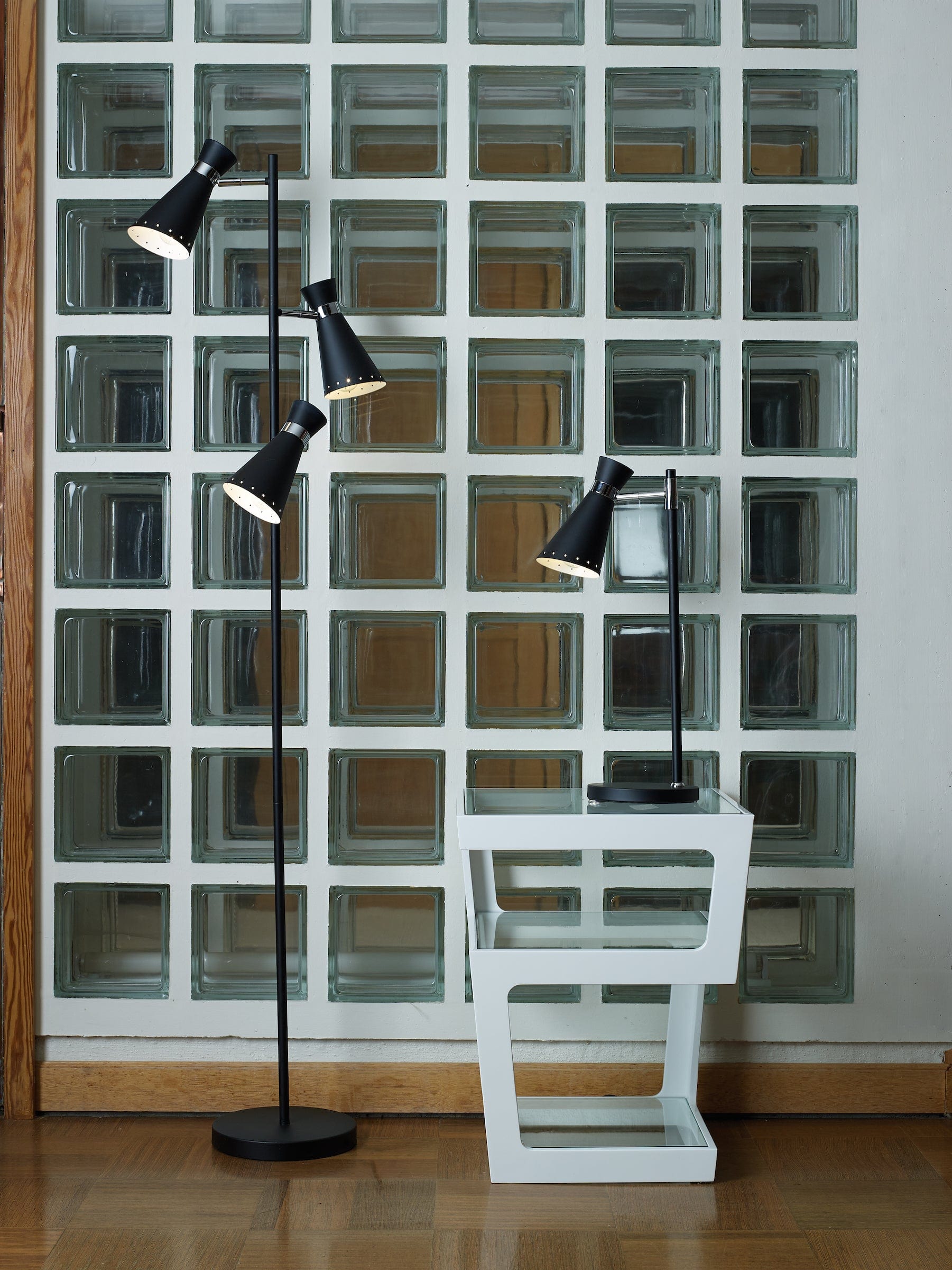 dar lighting Ashworth Table Lamp Matt Black & Polished Chrome ASH4122