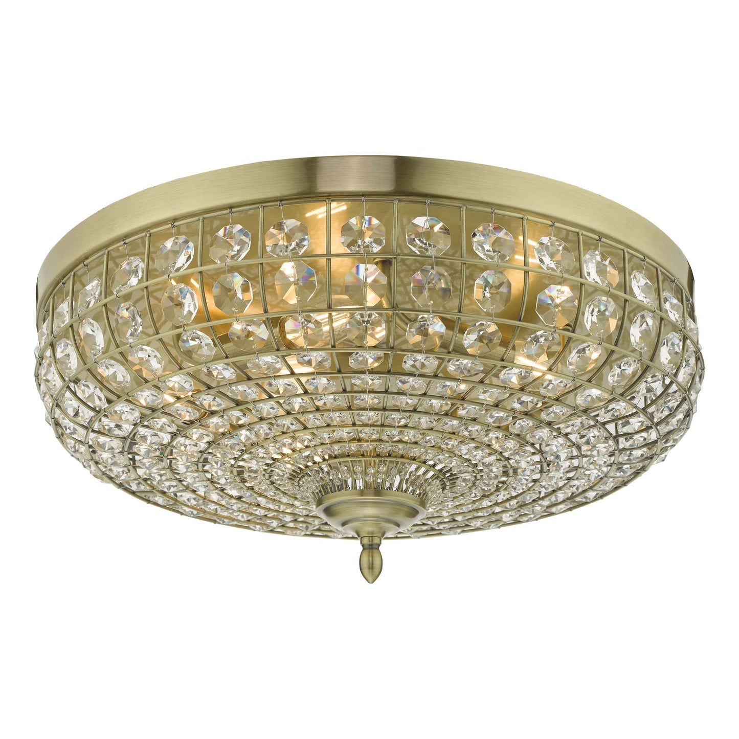 dar lighting Asmara 5 Light Flush Antique Brass Crystal ASM5475