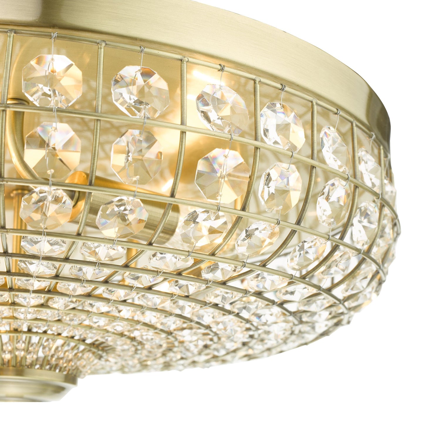 dar lighting Asmara 5 Light Flush Antique Brass Crystal ASM5475