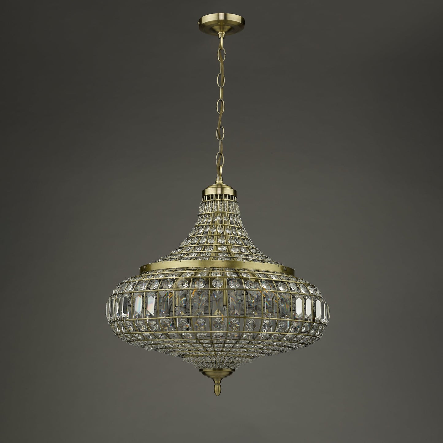 dar lighting Asmara 6 Light Pendant Antique Brass Crystal ASM0675