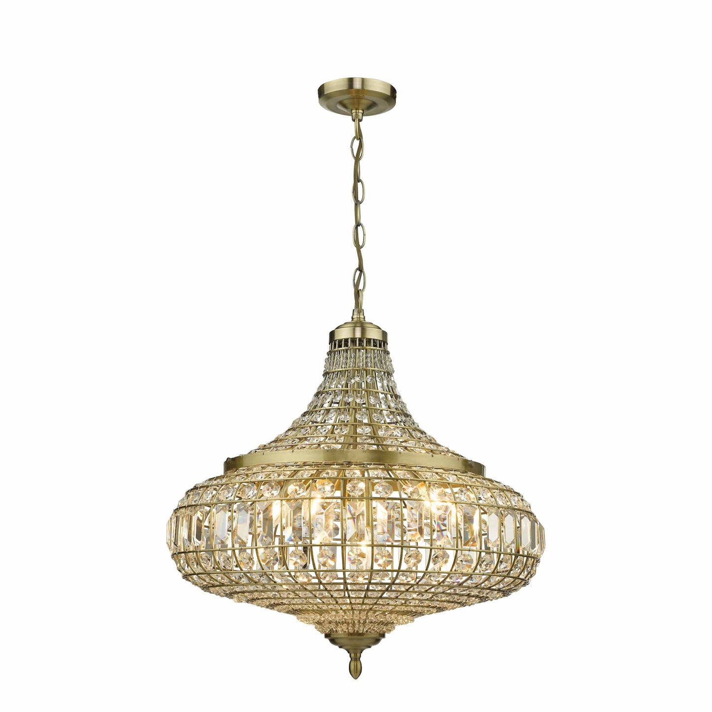 dar lighting Asmara 6 Light Pendant Antique Brass Crystal ASM0675