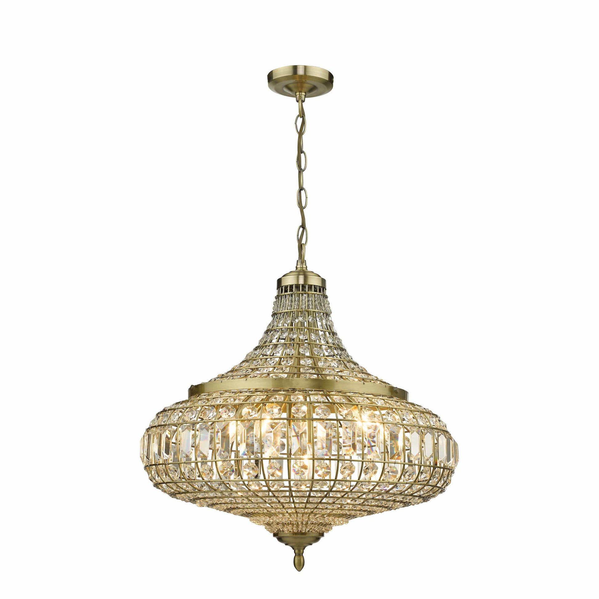 dar lighting Asmara 6 Light Pendant Antique Brass Crystal ASM0675