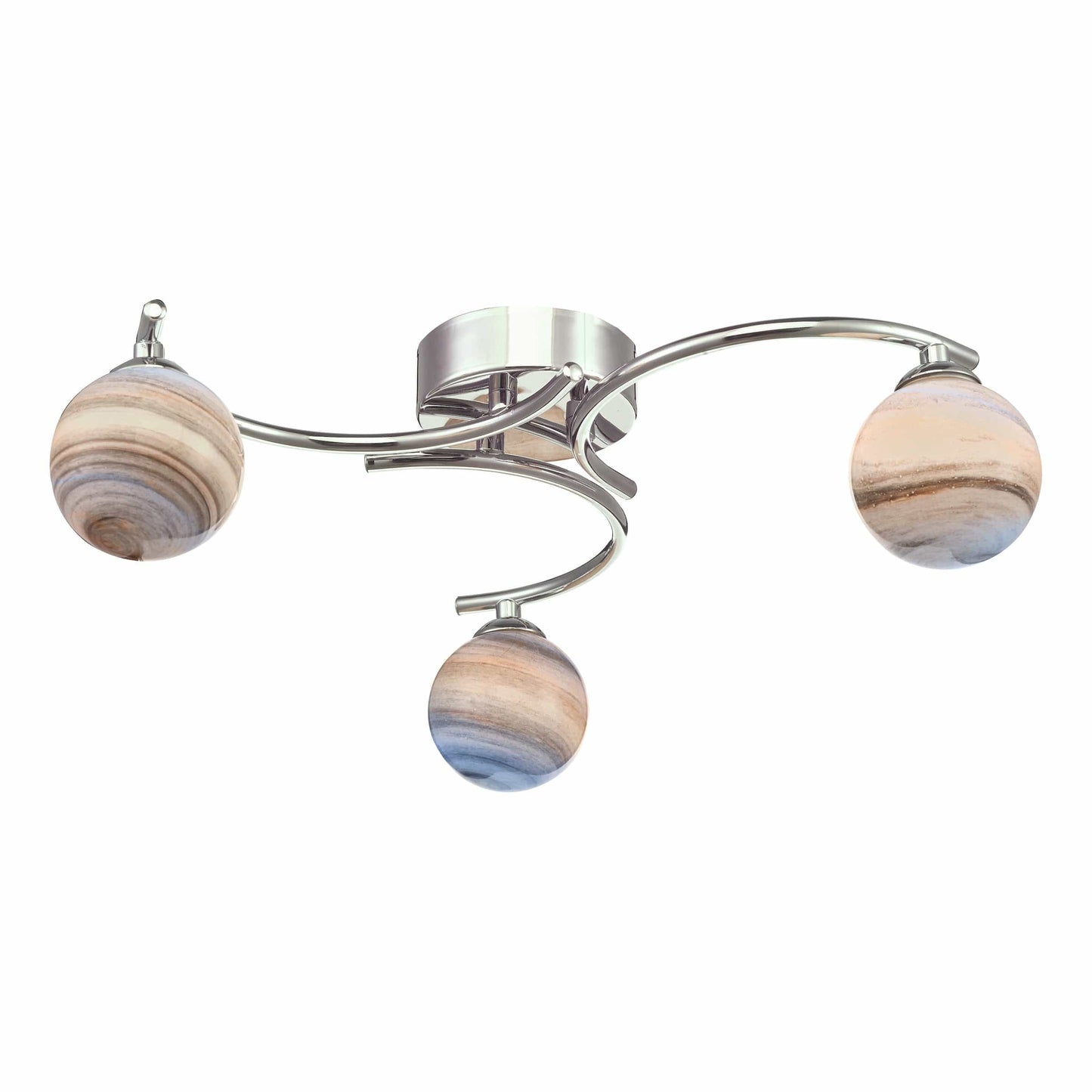 dar lighting Atiya 3 Light Semi Flush Polished Chrome With Planet Style Glass ATI5350-07