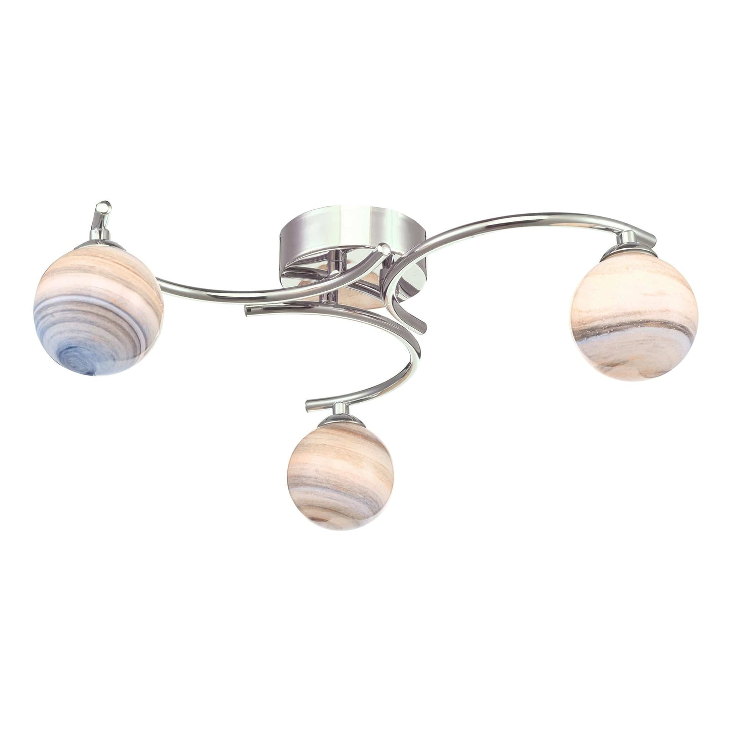 dar lighting Atiya 3 Light Semi Flush Polished Chrome With Planet Style Glass ATI5350-07