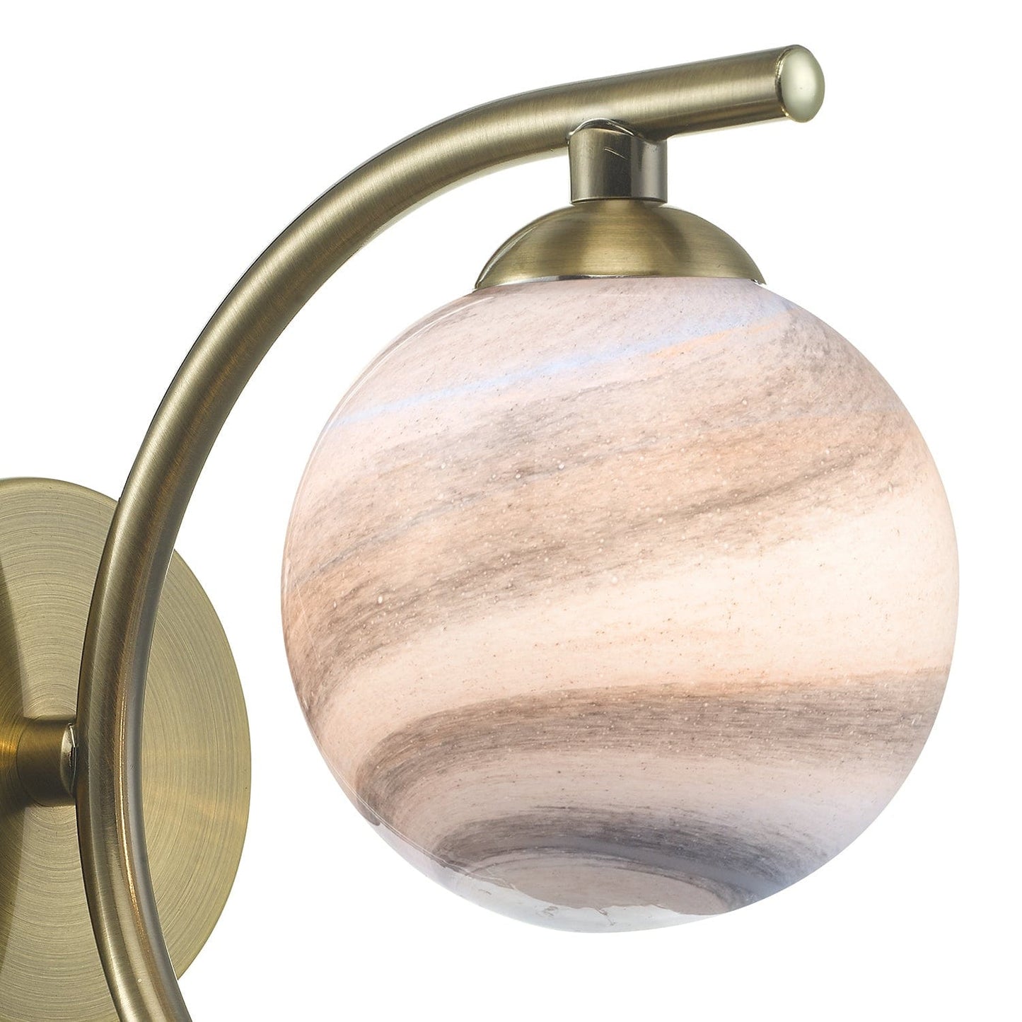 dar lighting Atiya Wall Light Antique Brass With Planet Style Glass ATI0775-07