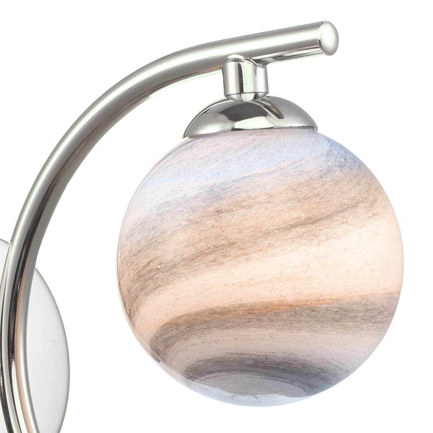 dar lighting Atiya Wall Light Polished Chrome With Planet Style Glass ATI0750-07