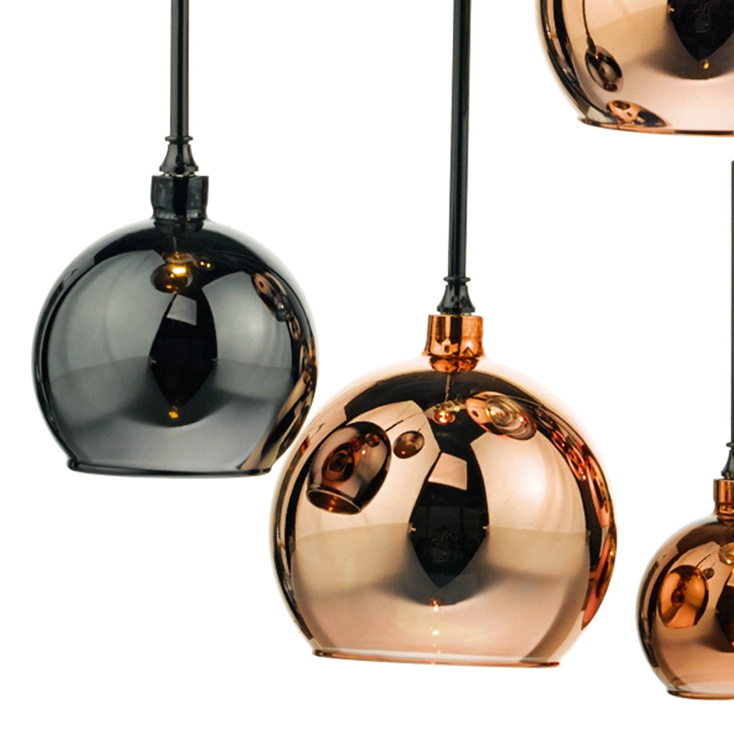 dar lighting Aurelia 15 Light Bar Pendant Black Chrome & Copper/Bronze Glass AUR6264