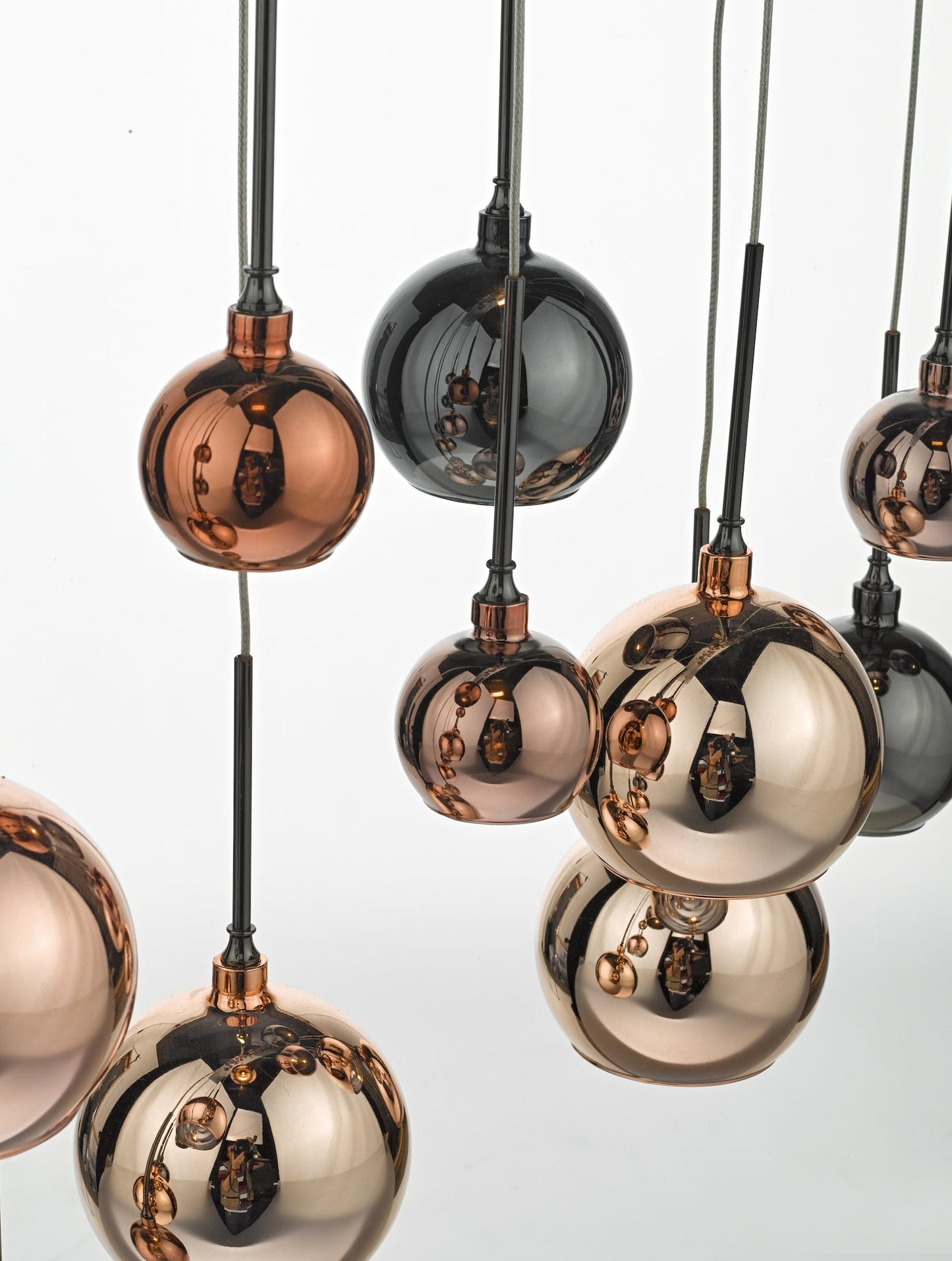 dar lighting Aurelia 15 Light Bar Pendant Black Chrome & Copper/Bronze Glass AUR6264