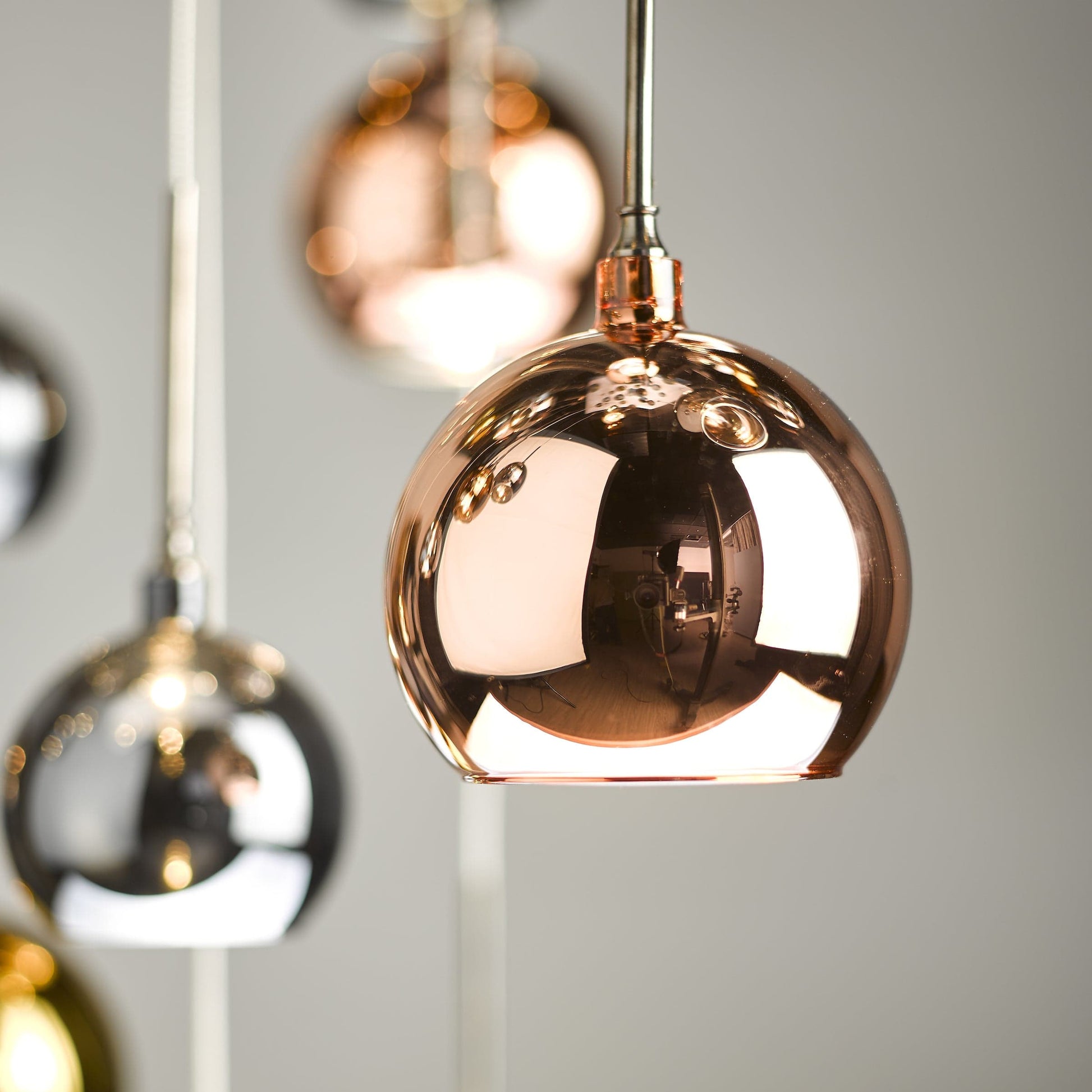 dar lighting Aurelia 30lt Cluster Pendant Black Chrome & Copper/Bronze Glass 3M Drop AUR3364