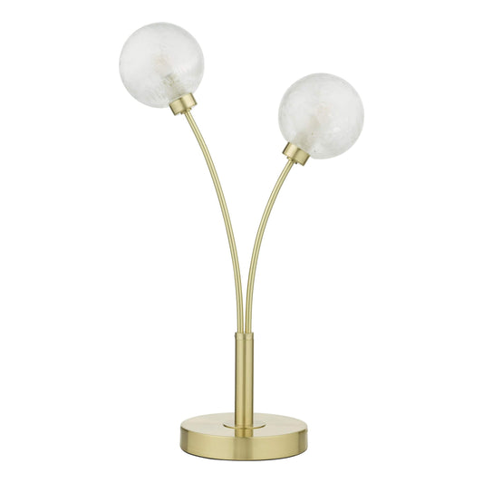 dar lighting Avari 2 Light Table Lamp Satin Brass Glass AVA4241