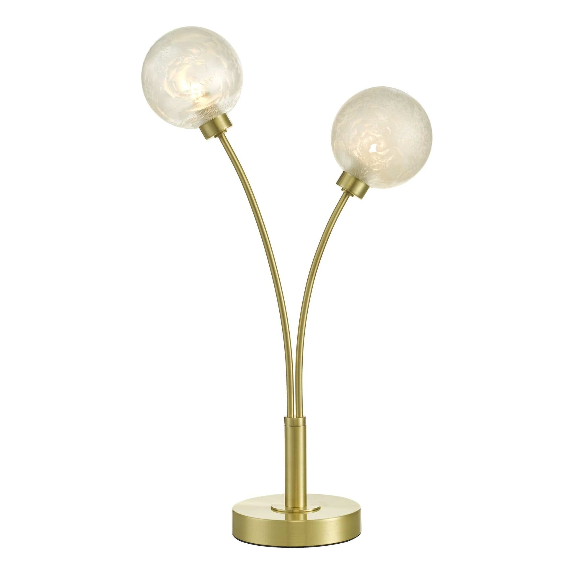 dar lighting Avari 2 Light Table Lamp Satin Brass Glass AVA4241